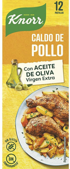 스페인 크노르 KNORR chicken stock 올리브 오일을 첨가한 닭고기 육수 12정, 8개, 120g