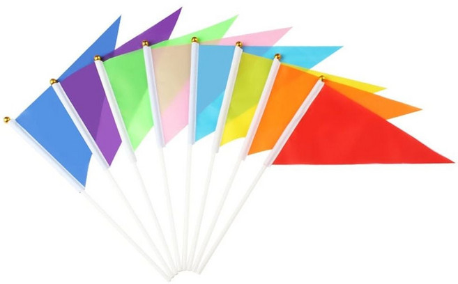 컬러 삼각깃발 100개입 미니 응원 무지 게임 gum*14505ar, 혼색100개입