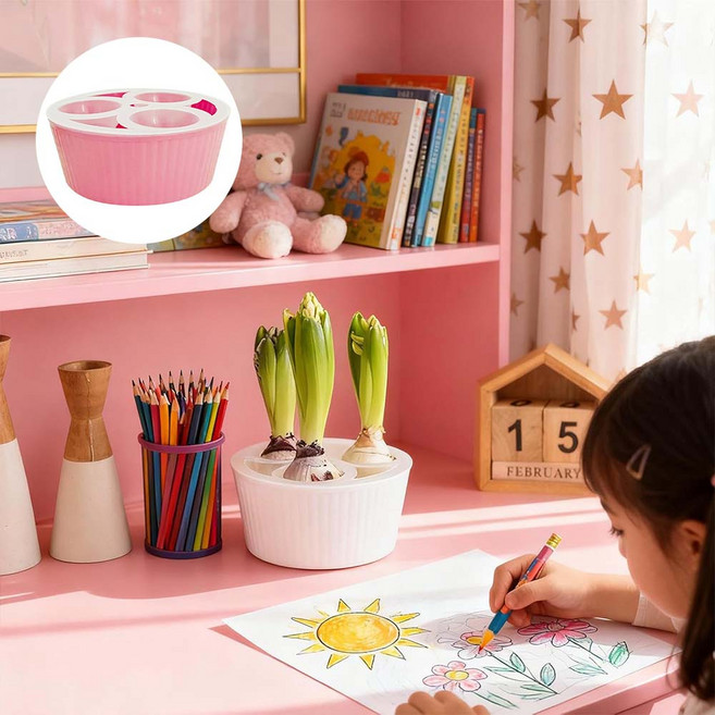 루베이 튤립 수경재배 화분 시각화 수위 통기성 뿌리썩음 방지 실내/원예/구근식물, 핑크색