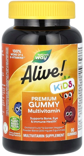 네이쳐스웨이 Nature's Way Alive! Kids Premium Gummy Multivitamin Cherry Grape & Orange 90 Gummies, 1개 - 쿠팡