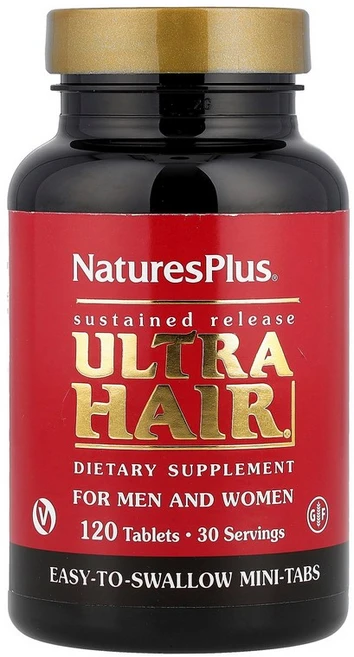 NaturesPlus Ultra Hair® 남성 및 여성용 120정 NaturesPlus (네이처스플러스), 1개 - 쿠팡