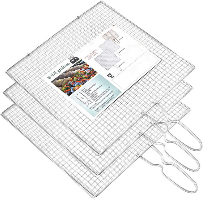 양면 손잡이 접석쇠 구이용 석쇠, 3개