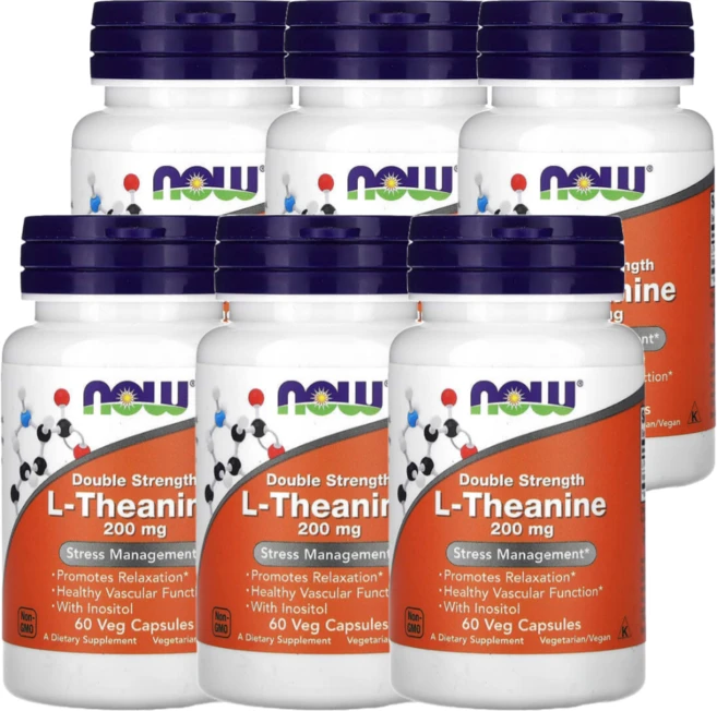 나우푸드 L-테아닌 더블 스트렝스 200mg 60캡슐 6통, 60정 - 쿠팡