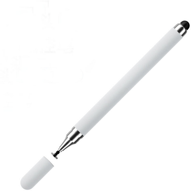 被動電容式觸控筆 適用於手機平板的觸控手寫繪圖筆, 1個, 二合一雙頭觸控筆【白色】, 白色