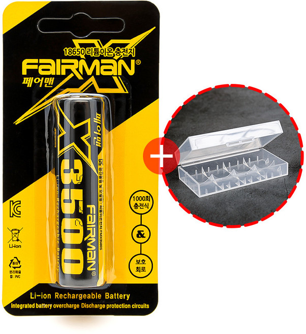 페어맨 삼성 18650 배터리 충전지 리튬 이온 3500mAh 충전용 건전지, 1개입, 1개