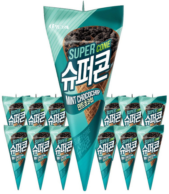 빙그레 [T] 슈퍼콘 아이스크림 민트초코, 12개, 150ml