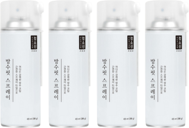 청소신 방수핏 스프레이 뿌리는 방수 코팅제 외벽 옥상 욕실 바닥누수 방수제 투명 기본 420ml, 4개