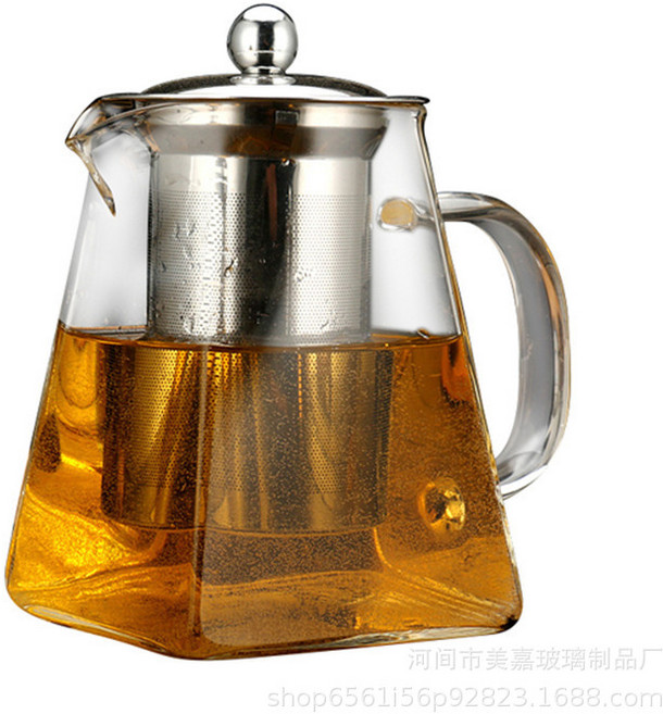 玻璃方形茶壺附不鏽鋼過濾器, 500ml方形壺, 1套, 500L