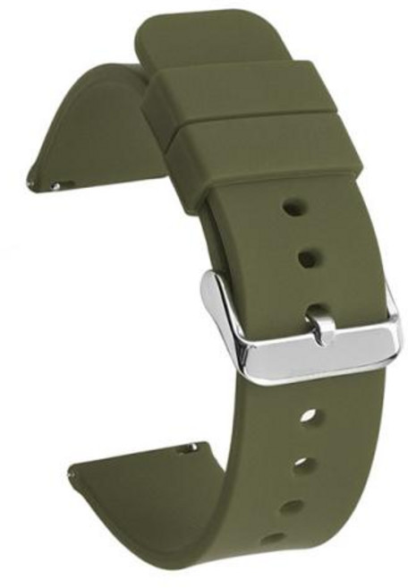 퀵릴리즈 소프트 실리콘 시계 밴드 범용 고무 방수 팔찌 교체 14mm 16mm 18mm 19mm 20mm 21mm 22mm 24mm, 51)army green silver, 1개