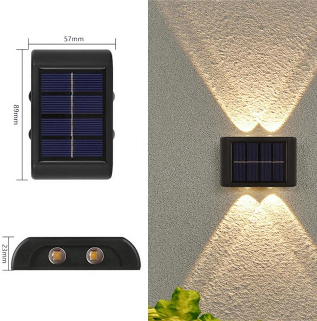 태양광 LED 야외 조명 센서 램프 가로등 외부 정원 장식 화환 방수, 4LED-Warm Light, Black