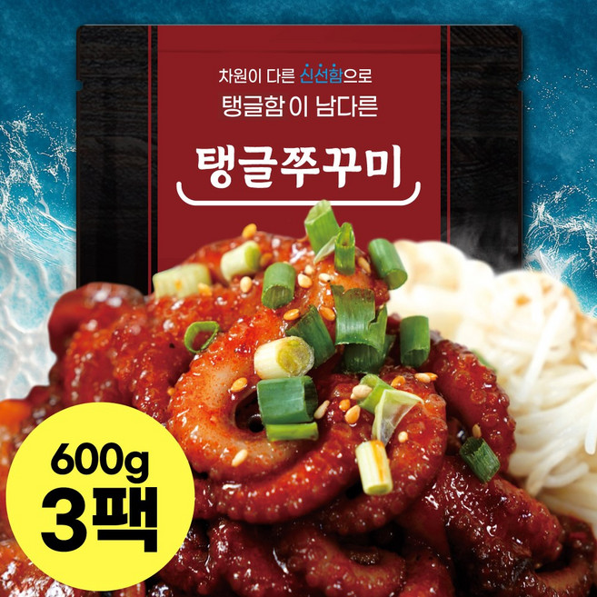 [탱글쭈꾸미] 매콤 탱글 양념 쭈꾸미 볶음, 600g, 3개