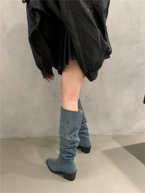 청부츠 웨스턴 카우보이 키높이 하비 워커 캐주얼 빅사이즈 셔링 통 링클 여성 구두