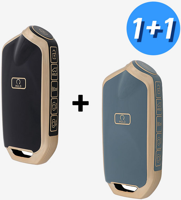 (1+1) 기아 차 키케이스 키커버 기아 호환 TPU, KIA-07(G타입), 블랙+그레이블루