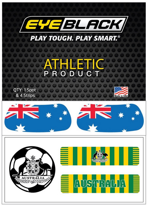 EYEBLACK 국가대표 국기 아이블랙 1쌍 + 축구 스트립 세트 (총 5 pcs) 월드컵 응원템 각종 스포츠 축구 야구 MADE IN USA, 1세트, 호주 AUSTRALIA
