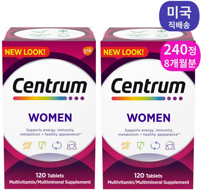 센트룸 멀티 종합비타민 포 우먼 [의사추천1위 여성종합영양제 ], 120정, 2개