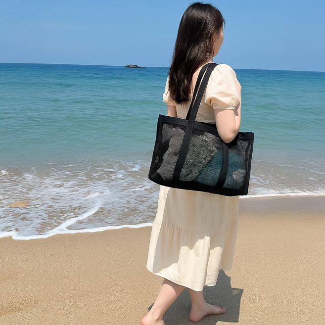 다세코 가벼운 메쉬가방 비치백 여름 숄더백 네트백 물놀이가방 물빠지는 망사 매쉬 가방