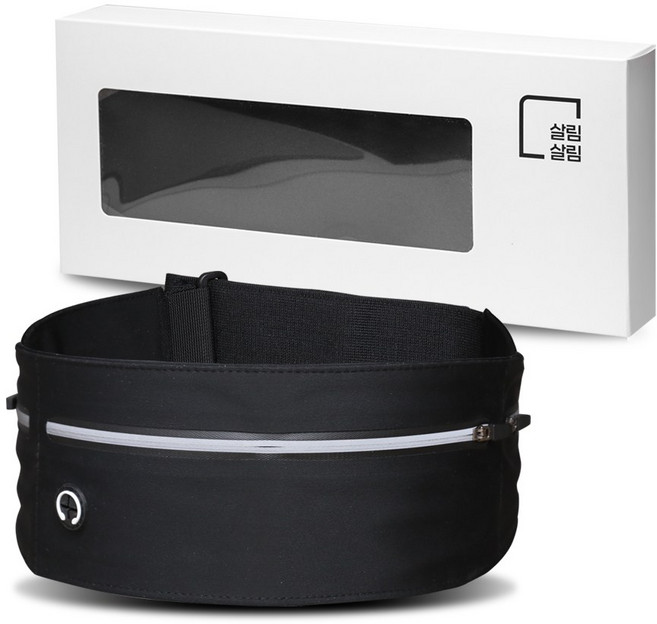 살림살림 와이드형 플립 스포츠 산책 러닝 런닝벨트, 블랙, 1개