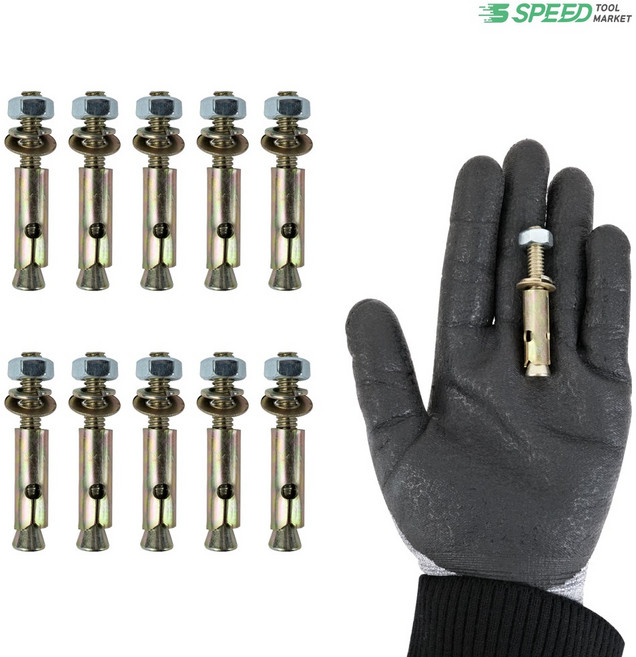 세트앙카볼트 1/4 6mm 길이 50mm 콘크리트 앙카 볼트, 10개