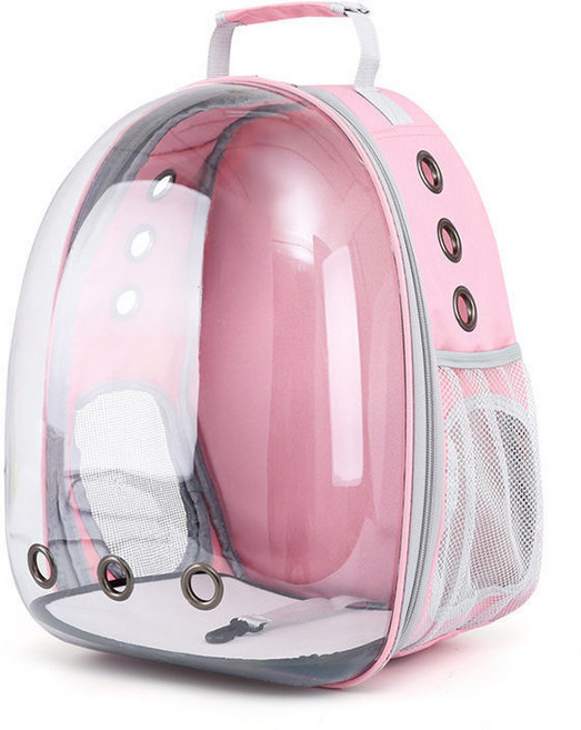 Somang 반려동물 우주 캡슐 백팩 투명 고양이 이동가방 소형견 외출가방, 1개, 핑크