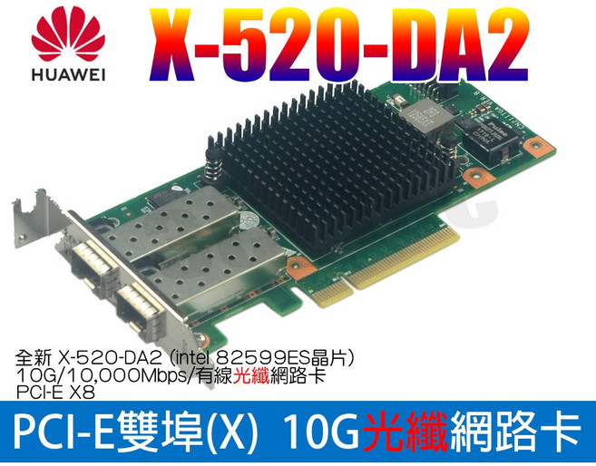 intel 光纖 網路卡 10G PCIE, 1個, 雙埠X520-DA2, 雙埠X520-DA2
