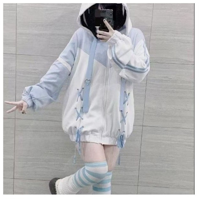 JoYouth 일본 멘헤라 후드집업 셋업 양산형지뢰계 고스로리 메이드복 고스룩