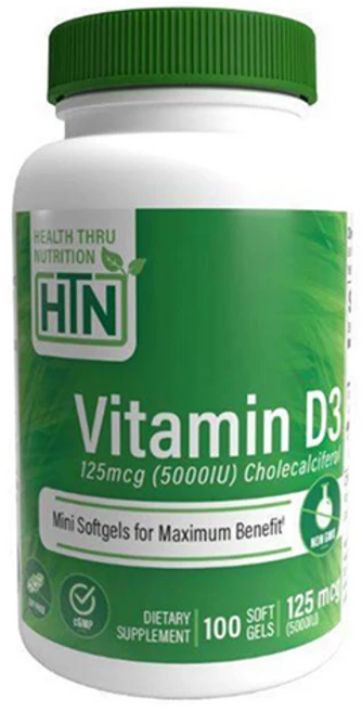 헬스스루뉴트리션 비타민 D3 125mcg (5000IU) 소프트젤 글루텐 프리, 1개, 100개입 - 쿠팡