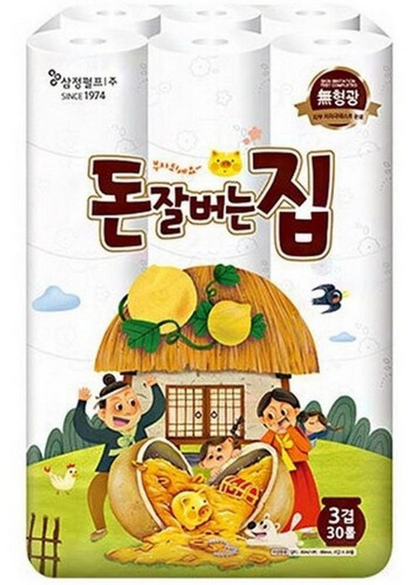 돈잘버는집 3겹 고급롤화장지, 30m, 30개입, 12개