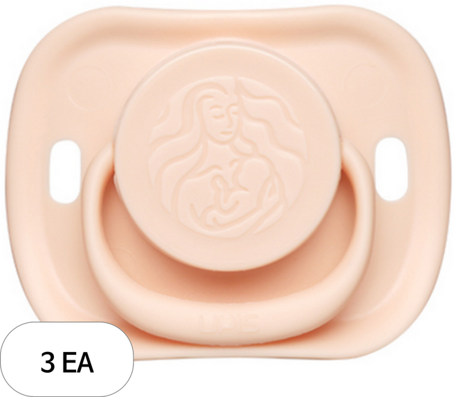 유피스 애착 쪽쪽이 노리개젖꼭지, 1단계(신생아부터), 핑크베이지, 3개