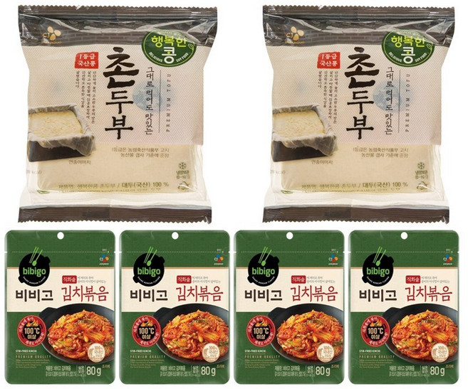 촌두부 380g x 2개 + 김치볶음 80g x 4개 두부김치, 1세트