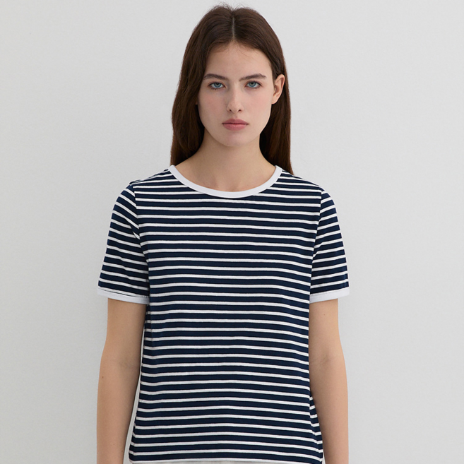 리스트 코튼 스트라이프 반팔 티셔츠 TWJTSP62030 1893903