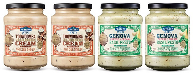 폰타나 투움바 크림 & 바질 페스토 파스타 소스 430g x 4 - 투움바 x 2 + 바질페스토 x 2, 1개, 개당 중량