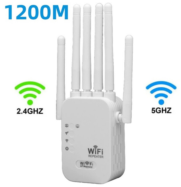 무선 와이파이 부스터 증폭기 확장기 듀얼 밴드 리피터 2.4G 5G 신호 라우터 장거리 1200Mbps, 미국 플러그, 1200M 2.4G 5G, 1개