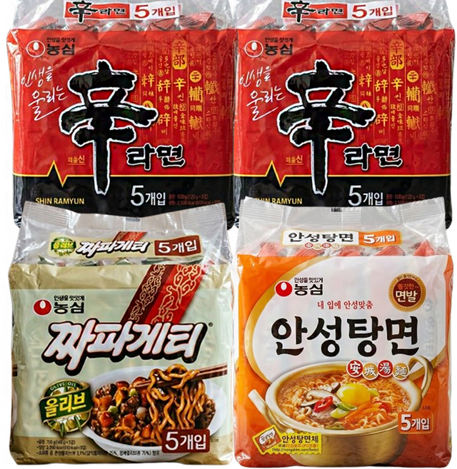 신라면10입 +안성탕면5입 +짜파게티5입 (총 20봉), 총  20봉 세트, 20개