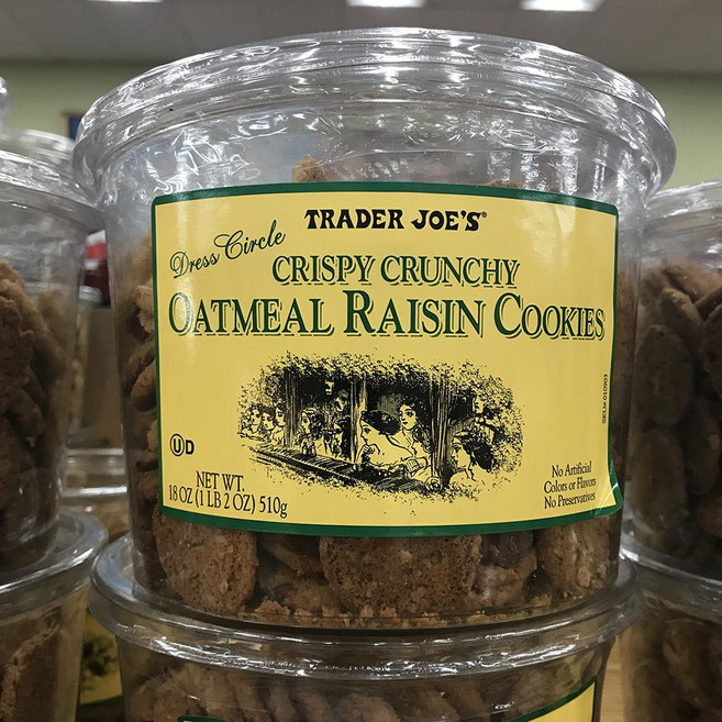 Trader Joe's 트레이더조 Crispy Crunchy Oatmeal Raisin Cookies 크리스피 크런치 오트밀 건포도 쿠키, 6개, 510g