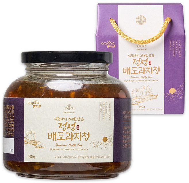 [도라지 원물 넣은 도라지청]국내산 약도라지 그대로 넣은 배도라지청, 1개, 500g