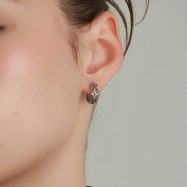 [루메] 인피니티 매쉬 스틸 원터치 귀걸이 LMSTEE013