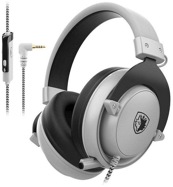 SADES MPOWER PS4 PC 모바일용 스테레오 게이밍 헤드셋 노이즈 캔슬링 오버 이어 헤드폰 접이식 및 유연한 마이크 및 노트북용 부드러운 메모리 귀마개 포함 -, Grey