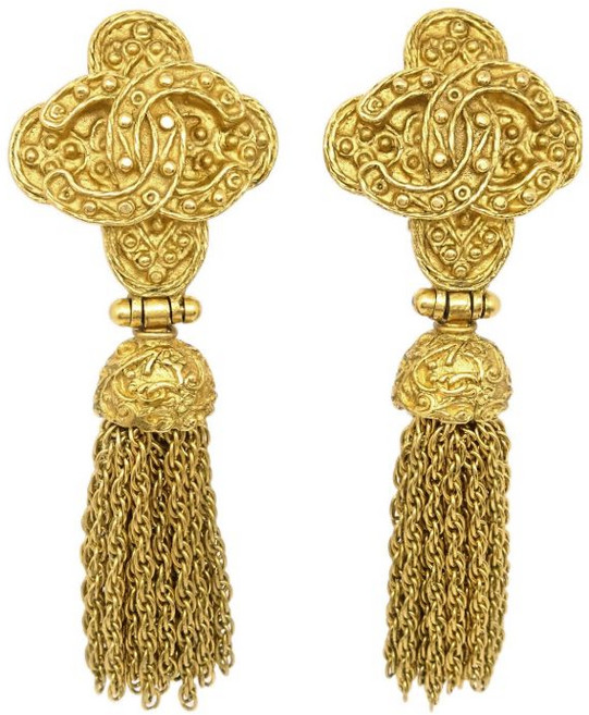 샤넬 중고 1994 CC tassel-detail clip-on earrings