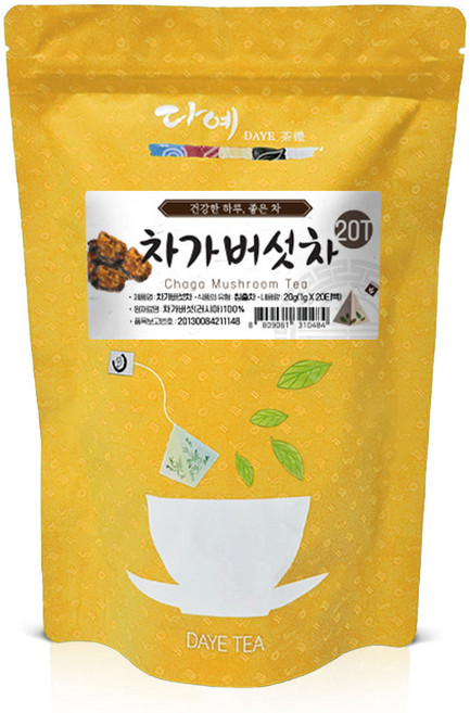 [본사직영] 다예 맛있는 차가버섯차 20티백 생분해 삼각티백, 1g, 20개입, 15개