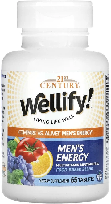 단백질 비타민 철분 마그내슘 칼슘 21st Century Wellify! Men's Energy 종합비타민 종합 미네랄 65정 고루고루섭취해주세요, 21stCenturyWellifyMensEnergy종합, 1개 - 쿠팡