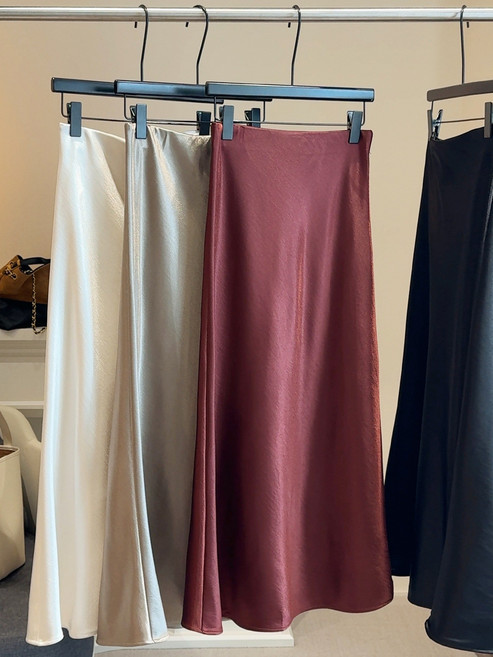 【醋酸緞面】魚尾裙 半身裙 長裙 中長裙 高腰裙 A字裙 絲滑垂墜 加厚秋冬款 高腰顯瘦 2025新款 通勤約會穿搭