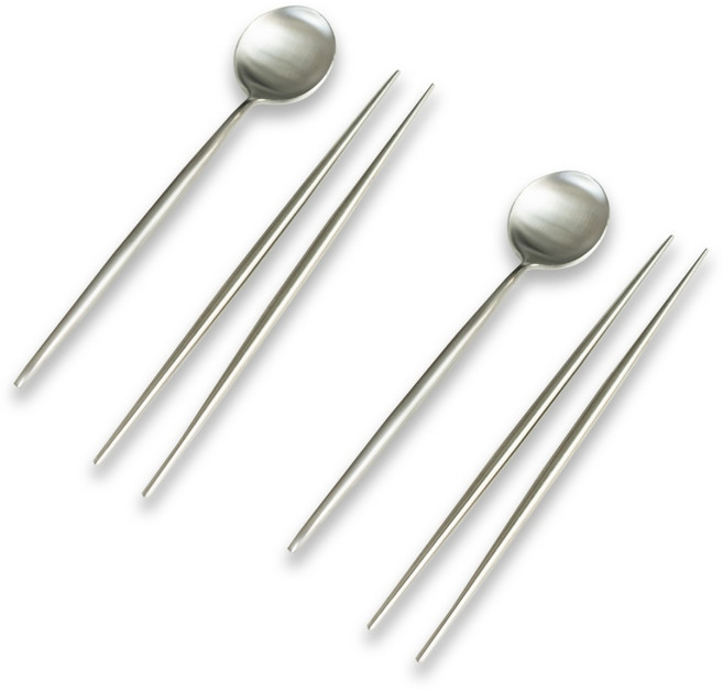 A3생활 열탕소독 가능한 프리미엄 수저세트 4인, 2세트, 젓가락4p+숫가락4p, 실버