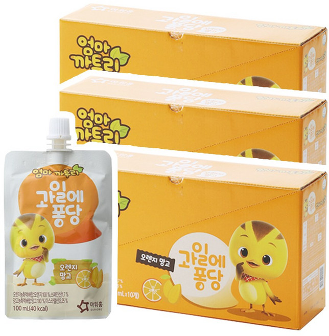 아워홈 엄마까투리 과일에퐁당 오렌지망고, 오렌지 + 망고 혼합맛, 1