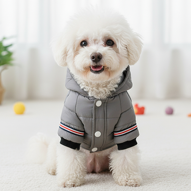 루비바 겨울 경량 패딩 강아지옷 보온 애견 의류, 1개, 그레이