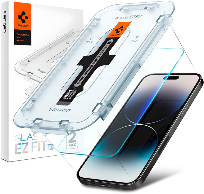 슈피겐 글라스tR슬림 이지핏 강화유리 액정보호 필름 트레이 제공 2매 AAGL05220, 1세트