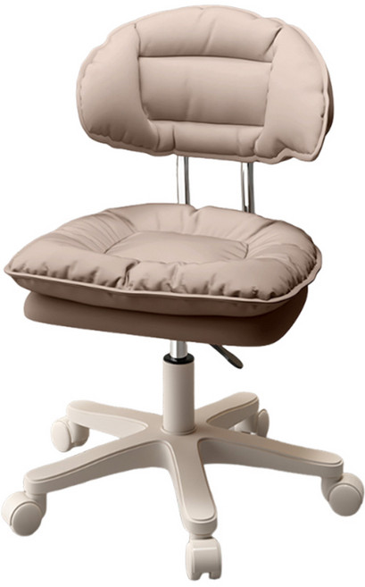 雲朵椅 旋轉書桌椅 梳妝椅 美容美甲椅, 淺棕色【可升降+雙層靠坐+靜音輪】, 1個