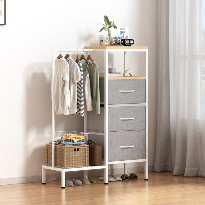 소웰홈 패브릭 서랍형 행거 수납장, 라이트그레이