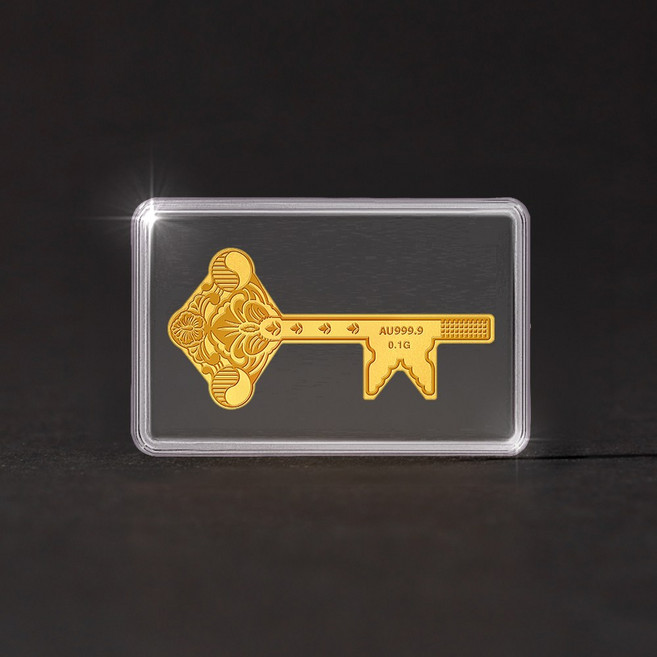 [골드팡] 24k 행운의 황금열쇠 골드바 0.1g (당일출발) 순금코인금거래소 선물포장 저중량금테크 미니콩알 금덩어리 소원행운 황금쌀 개업 기념일 기념주화