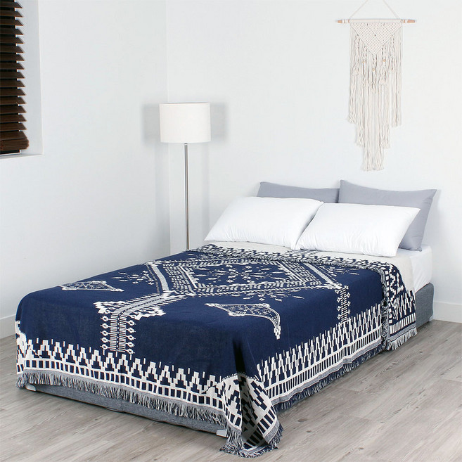 리빙엠 양면 블랭킷 에스닉 차박 캠핑 이불 블랑켓 담요