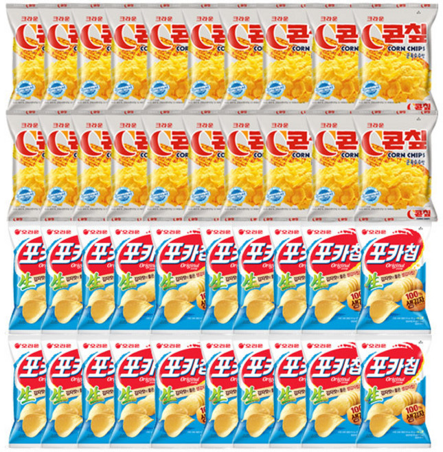 (미니스낵시리즈) 포카칩오리지널30g+콘칲44g, 1세트, 각20개(총40개)